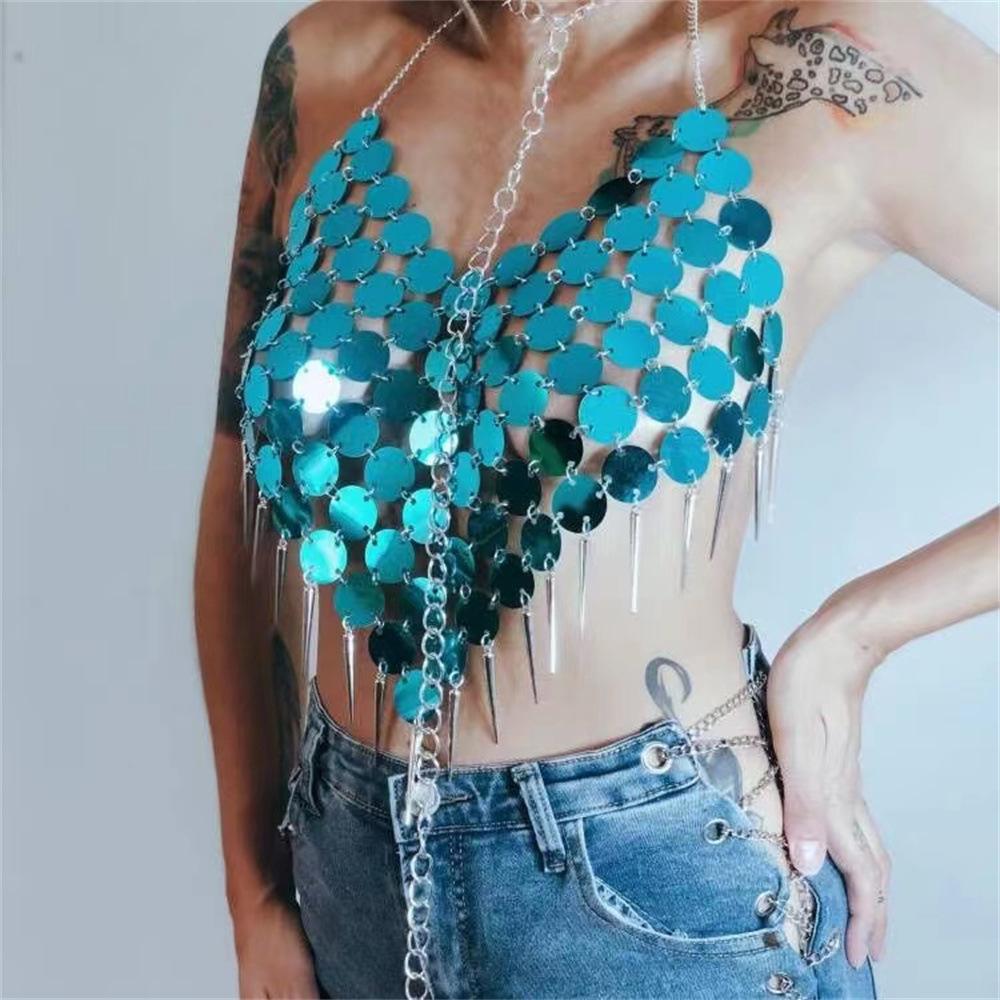 Ropa de Mujer de Venta Caliente Top de Tirantes Sexy con Cuentas y Lentejuelas