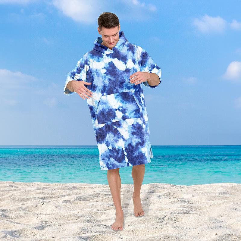Sneldrogende Tie-Dye Badhanddoek & Badjas met Capuchon voor Surfen, Zwemmen & Strand