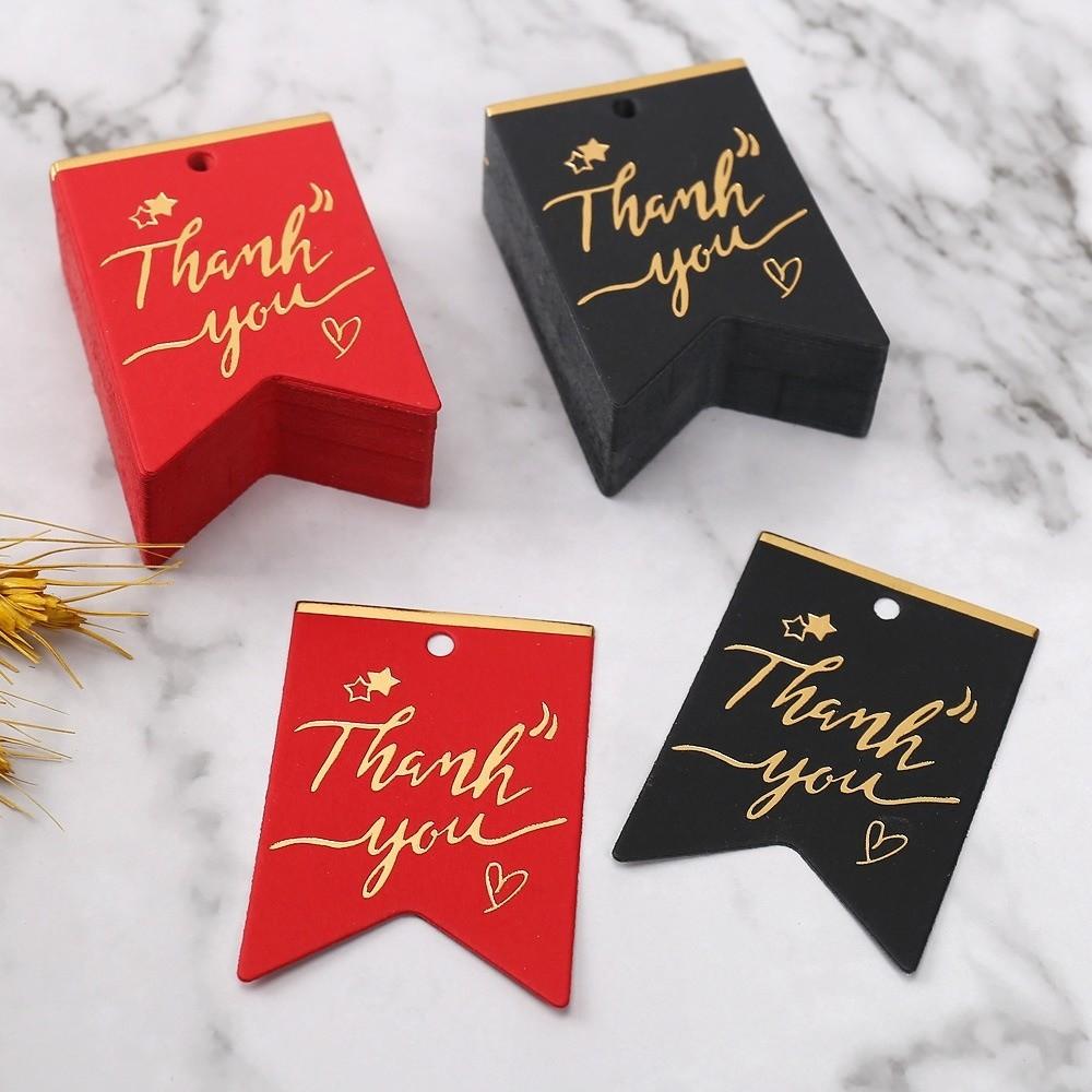 100pcs Handmade Thank You Cards Black White Paper Gift Tags Packaging Decoration Tags Gift Wrapping