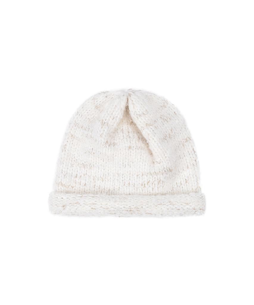 Bajal Va Square Long Label Roll-Up Beanie Cream