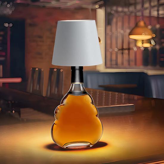 Wireless Wine Bottle Lamp 3 Colors Brightness Adjustable Rechargeable Cordless Touch Control LED Desk Table Lamp Home Office Bar Cafe Decoration