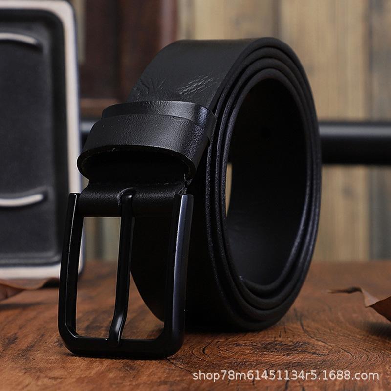 Genuine Leather Men'S And Women'S Same Style Without Interlayer Pure Cowhide Belt Design Sense Belt Body Embossing Fashionable Versatile Needle Belt
