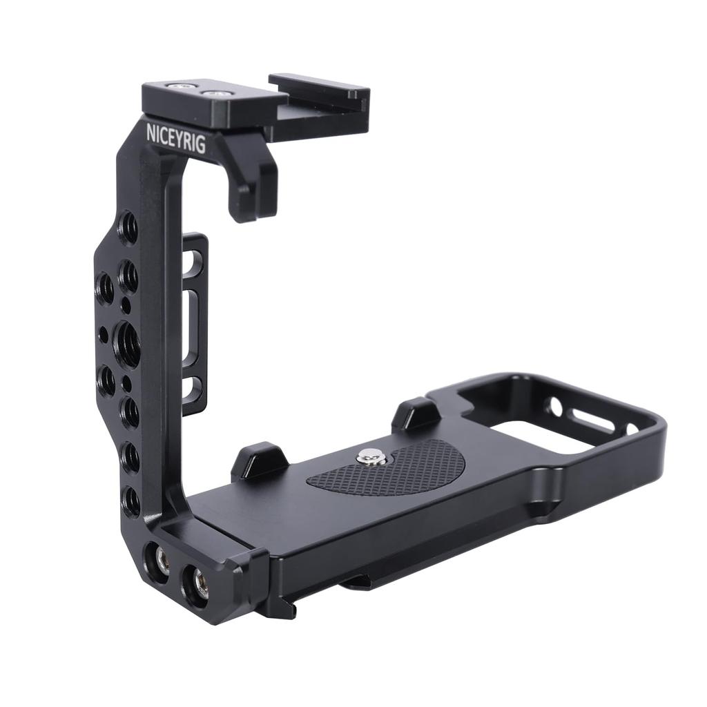 NICEYRIG Camera Cage L-Bracket Half Cage L-Plate with Arca Quick Release Plate and Detachable Cold Shoe for Sony ZV-E1 Camera - 559
