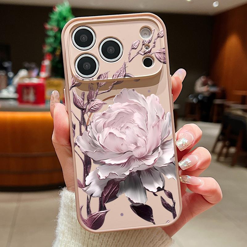 Romantic Flowers Pattern Magnetic Phone Case For iPhone 17 ProMax 16 15 14 13 Pro Max For Magsafe Wireless Charge Hard PC Cover