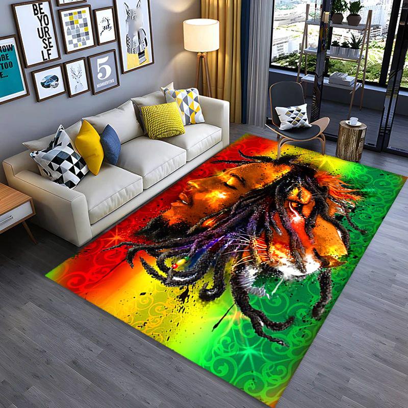 Vibrant Bob Marley Art Print Carpet Suitable for All Seasons Living Room and Bedroom Mats Room Dormitory Decoration Bathroom Mat