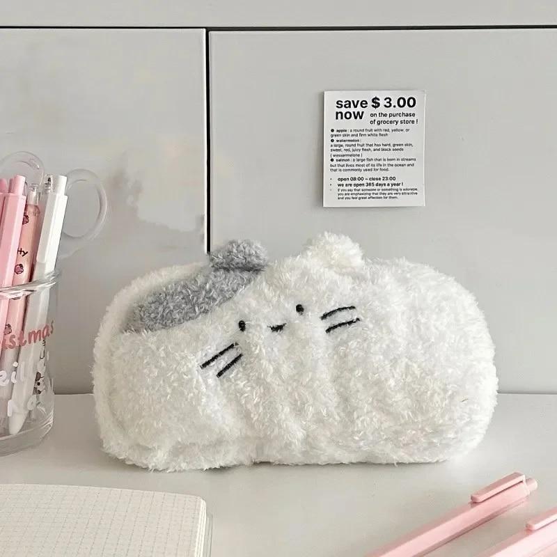 Winter Plüsch Bleistift Fall Mode Kawaii Cartoon Tier Bleistift Tasche Hohe Kapazität Schreibwaren Lagerung Tasche Nette Scrapbook Organizer