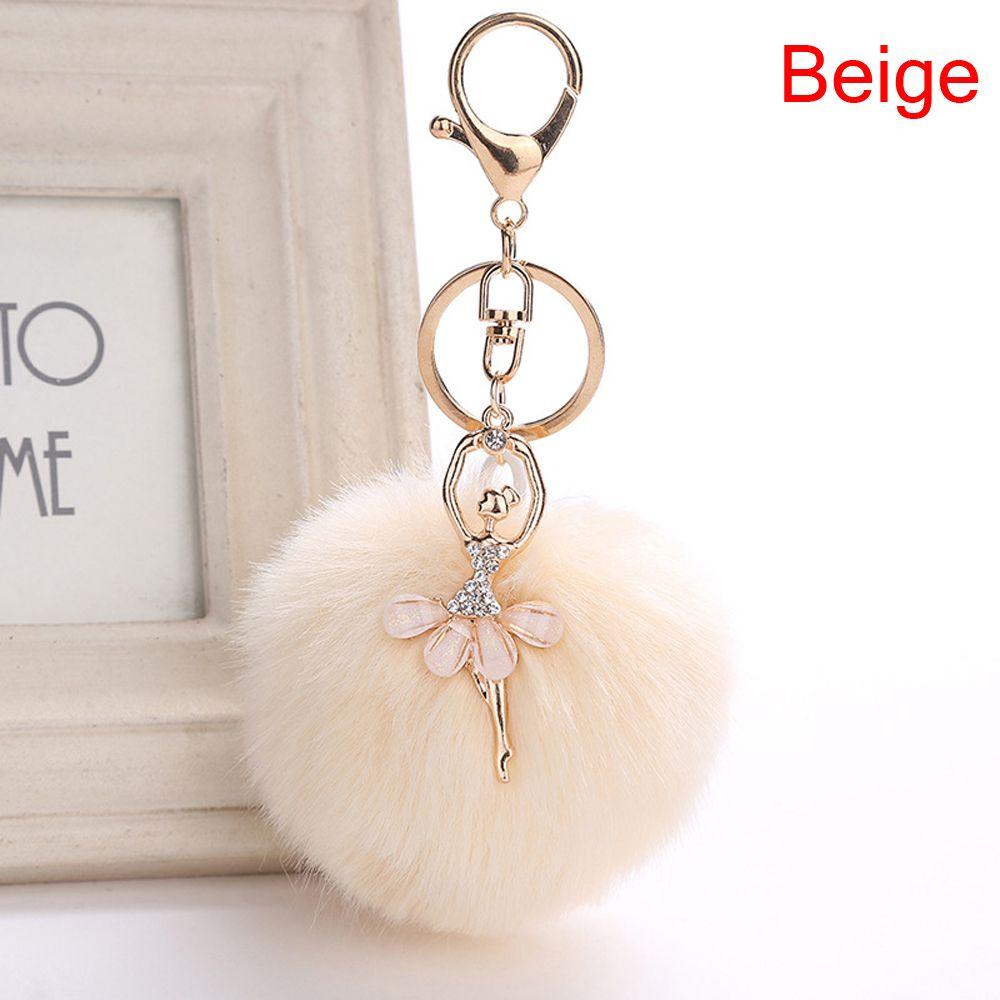 Fur Fluffy Handbag Accessories Ballet Dancing Girl Keyring Angel Keychain Key Buckle Car Pendant