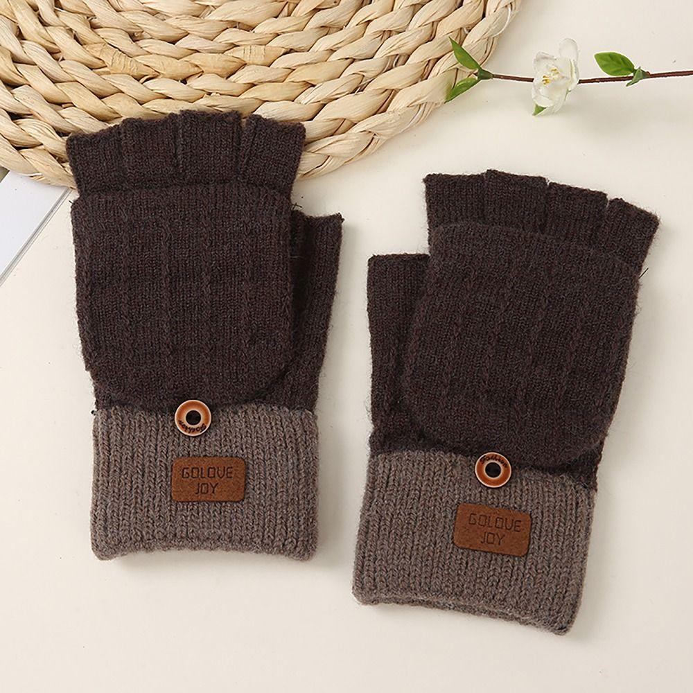 Thicken Winter Gloves Knitted Wool Glove Bracers Casual Finger Gloves  for Woman Winter Warm