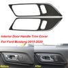Acabamento Decorativo da Maçaneta Interna da Porta do Carro Adesivo de Fibra de Carbono Acessórios Decorativos Para Ford Mustang 2015 2016 2017 2018 2019 2020