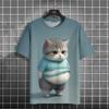 Tricouri Bărbați cu Grafică Animală la Modă Pisici Imprimare 3D Oversize Mânecă Scurtă Tricou Bărbați Gât Rotund Casual Tricou Bărbați Femei