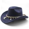 White Fringed Decorative Suede Fleece Warped Edge Western Cowboy Hat Men And Women Outdoor Curled Brim Ethnic Style Top Hat Felt Hat