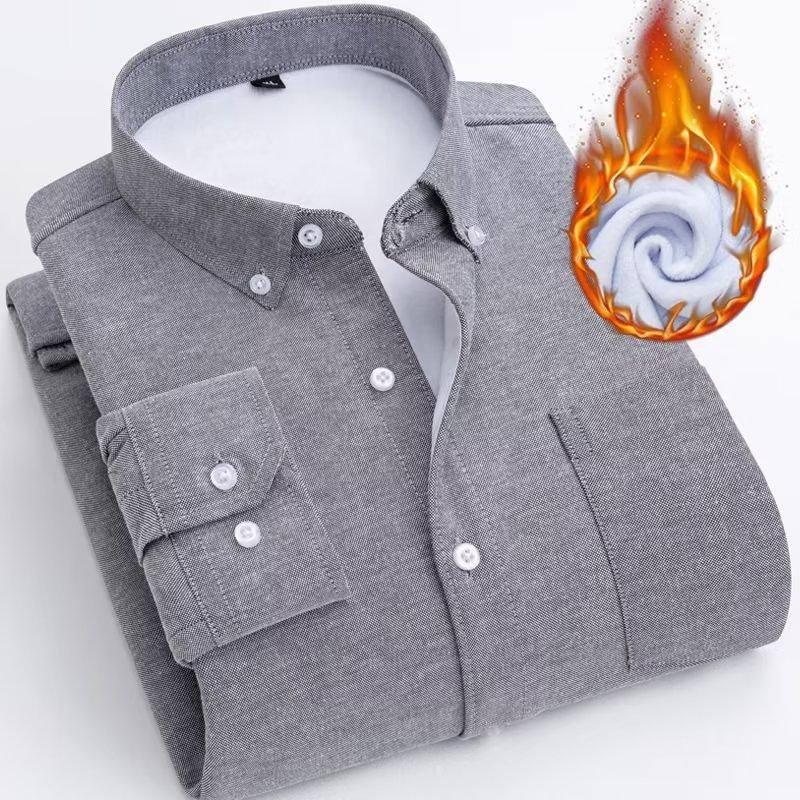 New Autumn And Winter Business All-match Shirt Jacket Men's Long-sleeved Solid Color Warm Shirt Outdoor Daily Shirt