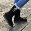 Winter Schneestiefel Schuhe Fleece Verdickt Mittelschaft Martin Stiefel Keilabsatz Rutschfest Warm Seitenreißverschluss Baumwollstiefel