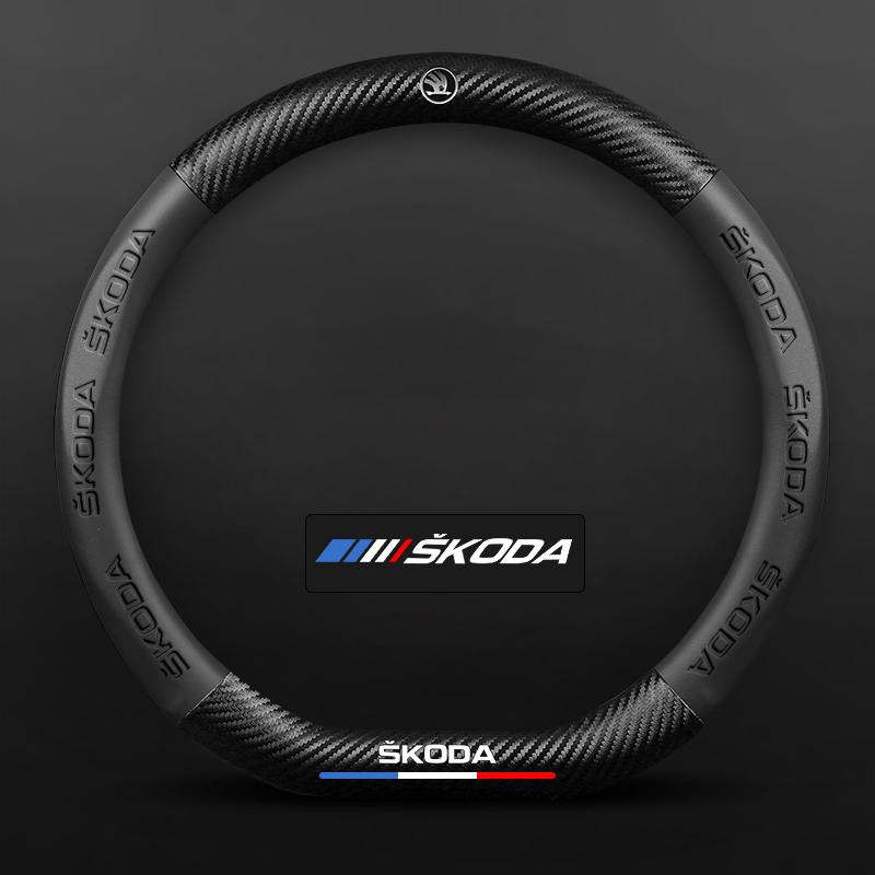 38cm For Skoda VRS Kodiaq Karoq Kamiq Octavia 1 a5 Scala Superb Yeti Fabia ENYAQ Citigo Carbon Fiber Car Steering Wheel CoveDO7