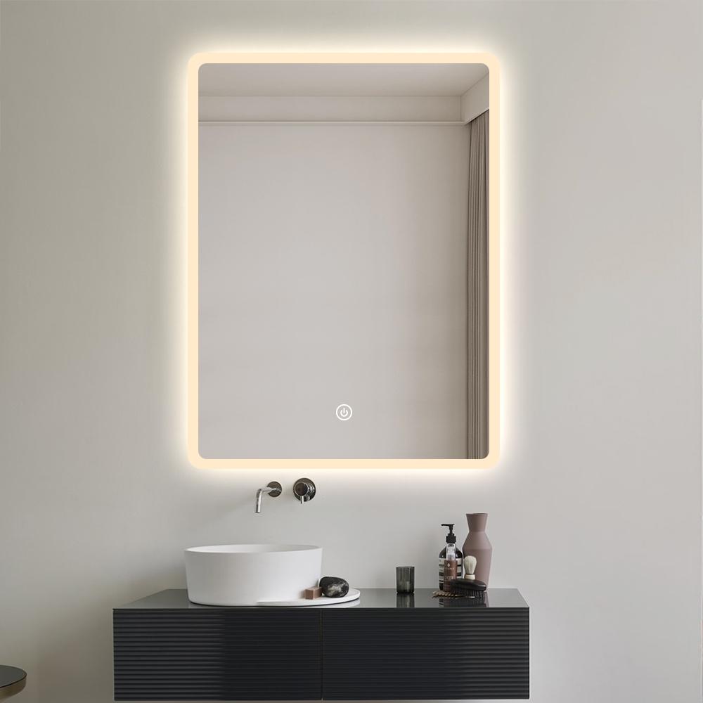 Rectangular Bathroom Mirror Lago 80X60 CM LED Lighting, Heating Mat