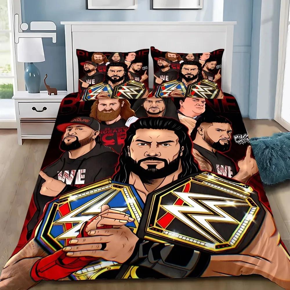 Set Biancheria da Letto Copripiumino Federa Gioco WWE-EAW Decorazione Camera da Letto Adulto Ragazzo Ragazza Regalo per Bambini Singola Matrimoniale