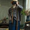 Johnature Women Vintage T-Shirts Loose Autumn Patchwork Floral Solid Color Long Sleeve Chinese Style T-Shirt