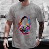 Summer Men's Oversized Clothing Hip Hop Melting Headset Graphic Tee Shirt Men Casual Streetwear Funny Printed Tops Cool T-shirt
