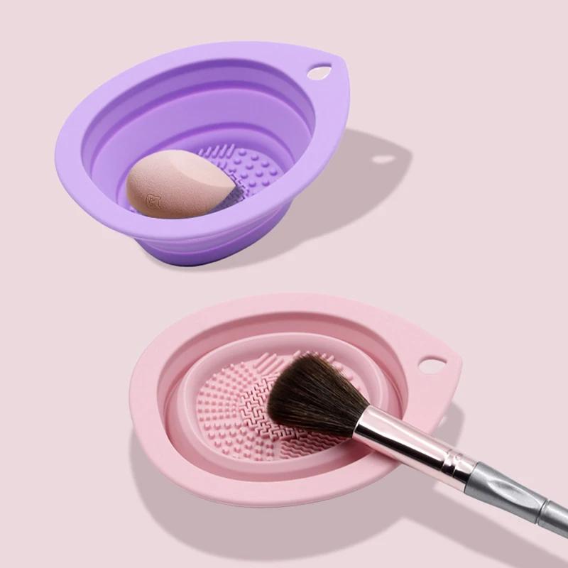 Perie de machiaj din silicon de curățat perie cosmetică pliabilă bol de curățare pudră pufă frumusețe burete covoraș de spălat perii tampon de spălat