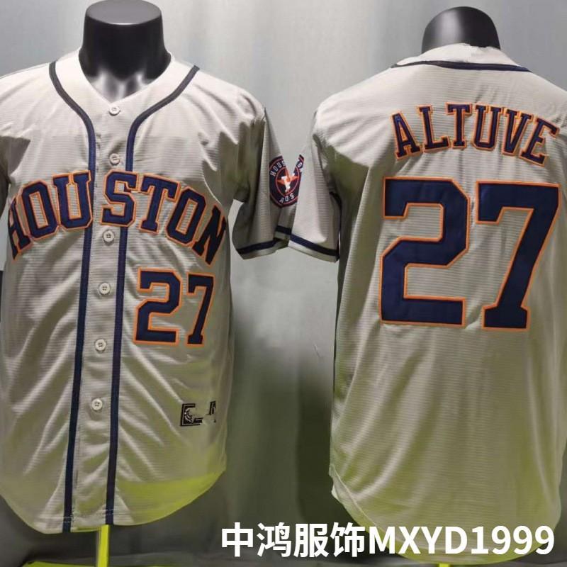 Houston Astros 27 Gray Embroidered Baseball Jersey Fan Edition Unisex Sportswear Top