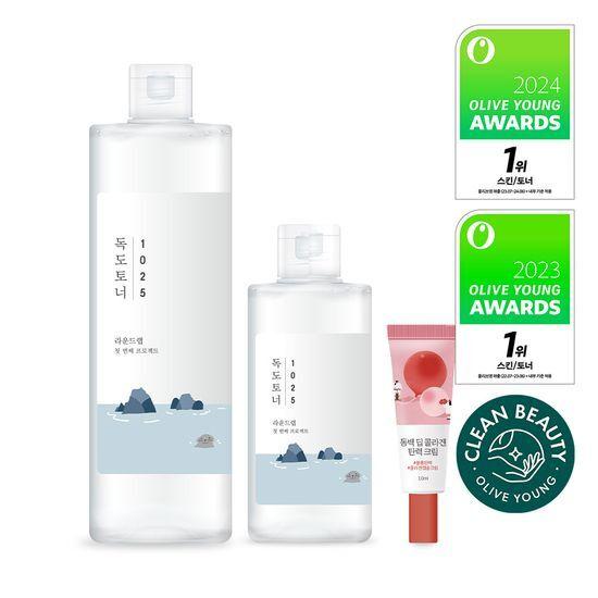 ROUND LAB 1025 Dokdo Toner 500ml + 200ml Limited Edition (+ Camellia Cream 10ml)