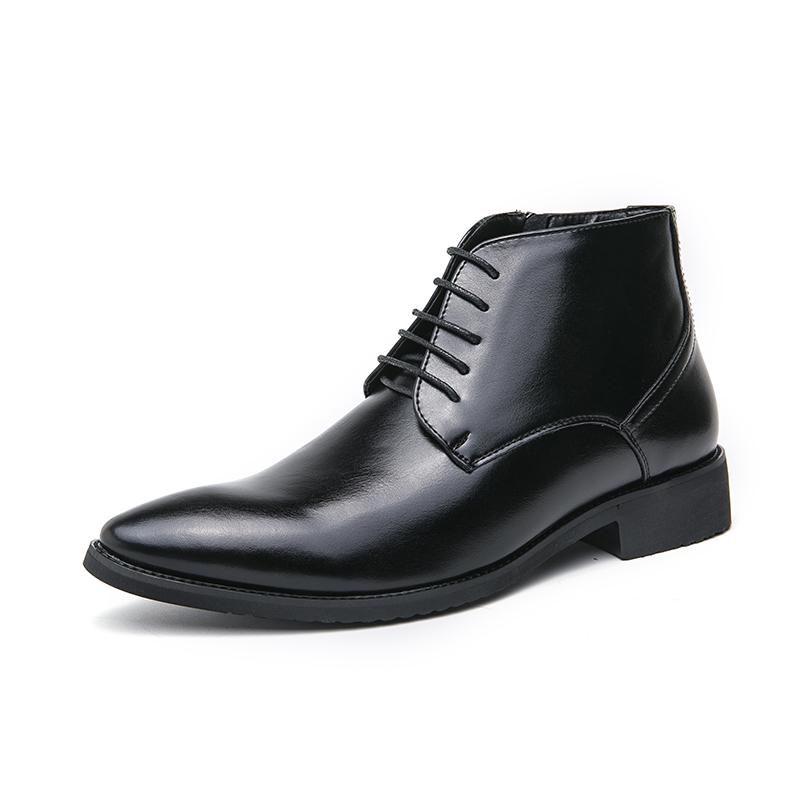 Men's Classical Retro Leather Boots Fashion Versatile Male Ankle Boots Lace-up Short Business Shoes Formal Dress High-Top Shoes
