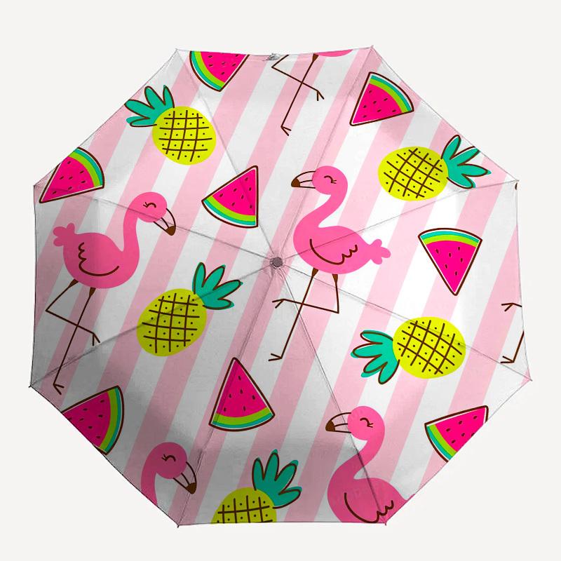 1pc Flamingo Tropical Summer Pattern Umbrella with Plastic Handle, Suitable for All Seasons Outdoor PT398