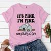 Shirt It's Fine I'm Fine Everything Is Fine Cartoon Womens Clothing Women's Fashion T-shirt Koala Print Tops Casual Short-sleeve