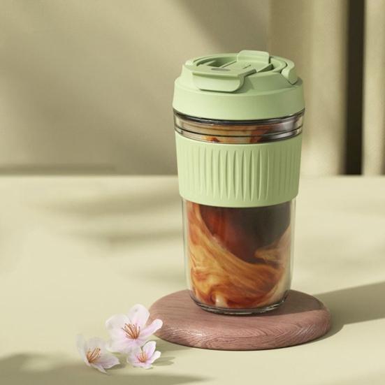 Draagbare Glazen Beker met Siliconen Rietje 350/500ml Lekvrij Herbruikbare Koffiemok voor Kantoor School Glazen Drinkbeker voor Warme Koude Dranken