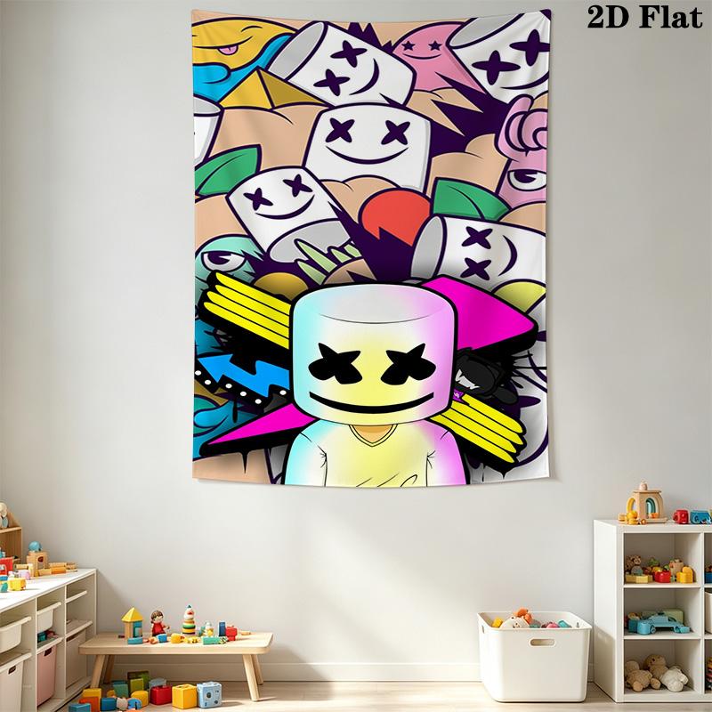 Marshmello-themed Print Pattern Home Decor Tapestry, Wall Hanging, Decorative RV Wall Cloth.XGT0914017