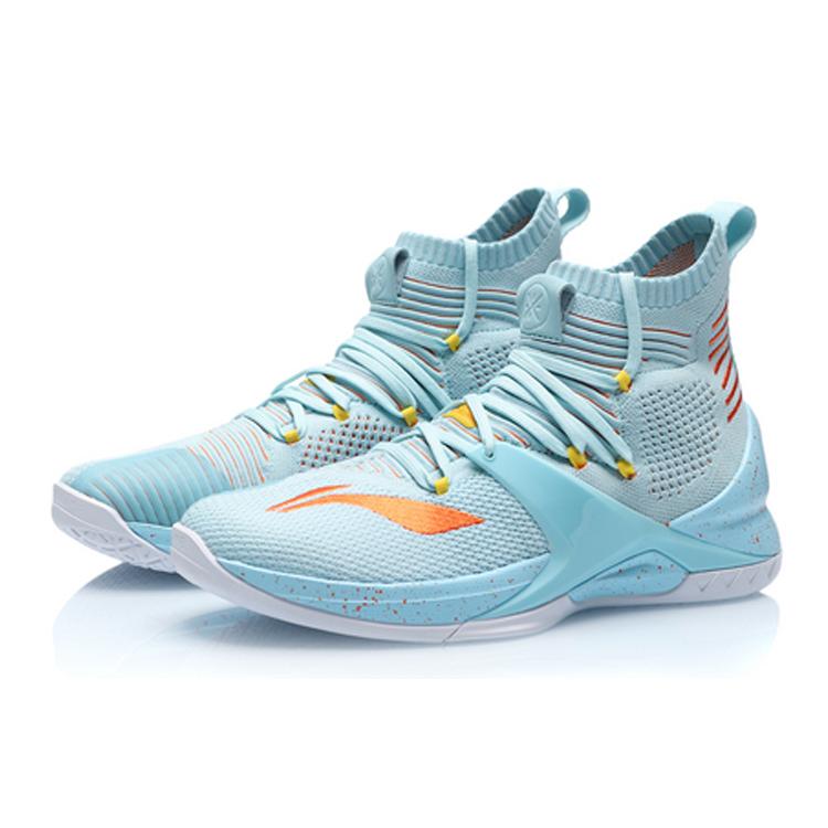Li Ning Blockade Dämpfung Rutschfest Abriebfest High-Top Basketballschuhe Herren Blau ABAP057-3