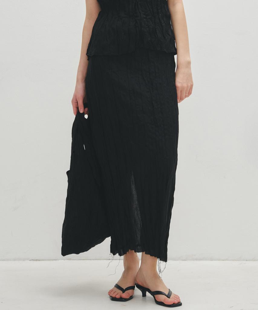 Noir For Woman Wrinkle Texture Long Skirt (Black)
