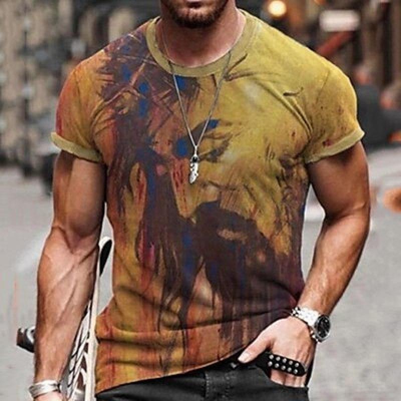 Camiseta masculina camiseta gráfico tribal gola redonda abcde impressão 3d plus size casual diário roupas de manga curta