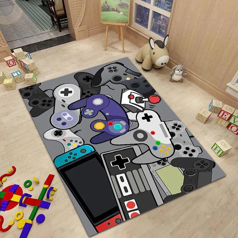 Fade Resistant 3D Game Carpet Non-Slip Soft Sofa Bedside Rug Washable Boys Bedroom Living Room Floor Mat Home Decor Gamer Gift