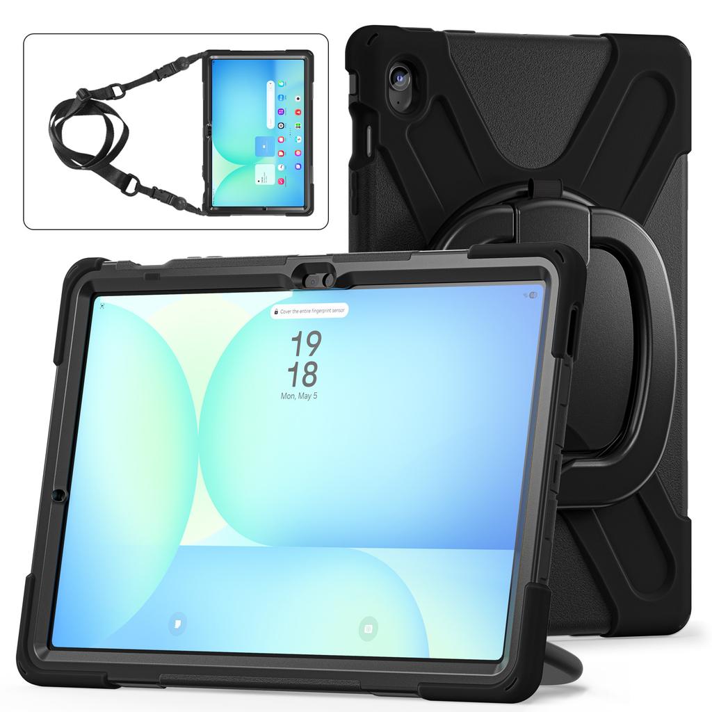 360 Roterende Kinderhoes voor Samsung Galaxy Tab S10 FE Plus 2025 13,1 Inch SM-X620 SM-X626B Armor Stand Cover met Schouderriem