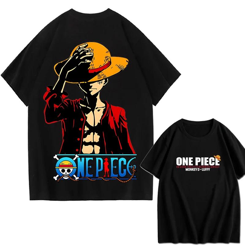 ONE PIECE Zoro Luffy Gear 5 Bedrucktes Lockeres Baumwoll-T-Shirt mit kurzen Ärmeln Sommer Trend Reine Baumwolle Unisex Eltern-Kind-Kleidung
