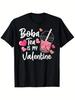 Boba Tea Is My Valentine Graphic Tee Cute Kawaii Milk Drink T-Shirt Casual Cotton Short Sleeve Unisex T Shirt