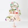 Birthday Cake Topper Acrylic Birthday Cupcake Decoration with Flower Pattern Gold Cake Topper with Letters