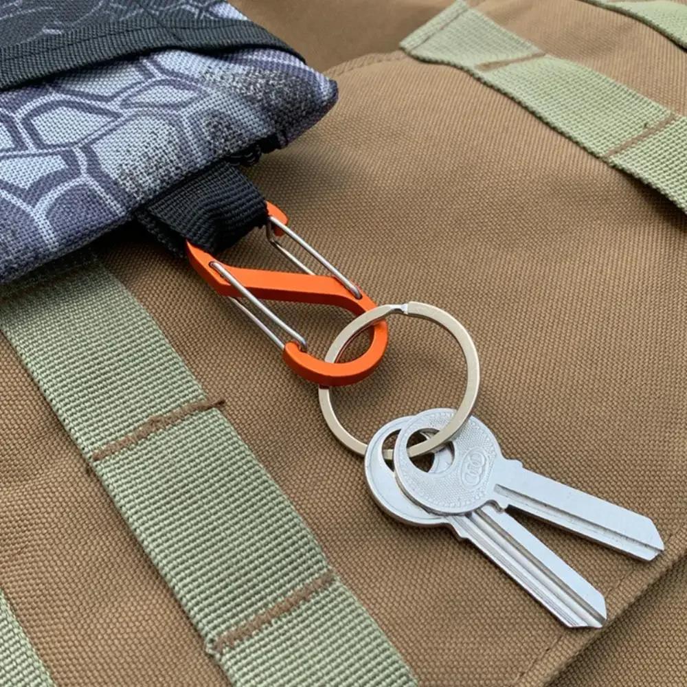 10PCS S Double Carabiner Set Tactical Gear Hooks for Camping EDC Survival Climbing Spring Backpack Keychain Clip