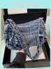Denim Tote Bag For Women With Large Capacity Urban Casual Crossbody For Daily Use