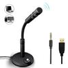 3.5mm Studio Microphone Speech Mic Stand Holder USB Desktop Microphone Mini Notebook Computer For PC