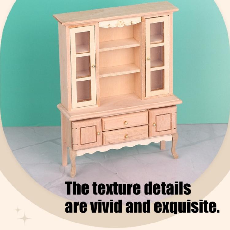 Natural Wood Miniature Cabinet Model 1/12 Scale Unfinished Dollhouses Furniture For DIY Painting Projects