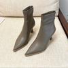 Sexy Pointed High Heel Boots Women  Winter New Ankle Boots Fashion Zip Foot Slimming Lady Shoes Hot Sale Patent Leather Shoe