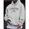 London Modeprint Hættetrøjer til Mænd Afslappet Afslappet Sweatshirt Kængurulomme Langærmet Efterår Vinter Simple Hættetrøjer & Sweatshirts Herre