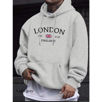 Sweats à capuche imprimés London Fashion pour hommes, sweat-shirt décontracté avec poche kangourou et manches longues, automne-hiver, sweat-shirts simples pour hommes