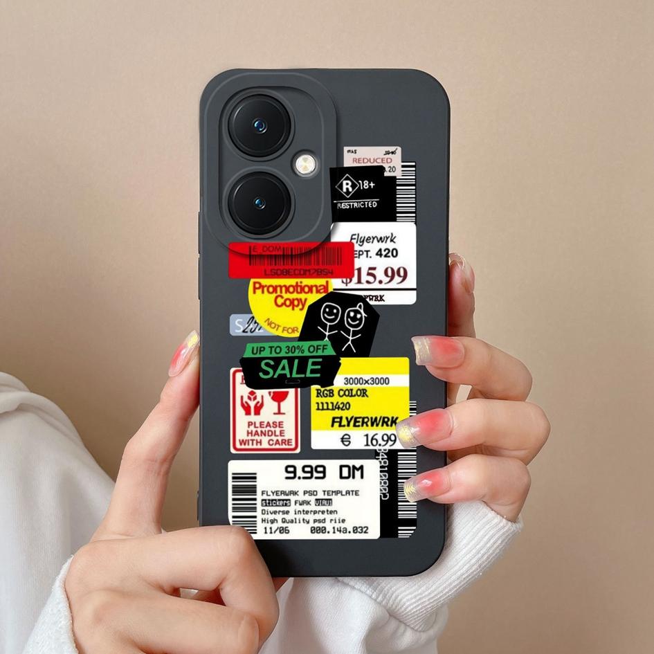 Handyhülle für Vivo Y27 V29 Lite Y36 Pro X90 Y17S Y78+ Rückseiten-Cover Fashion Labels Kameraschutz Weiches flüssiges Silikon Luxusgehäuse für Vivo Capas