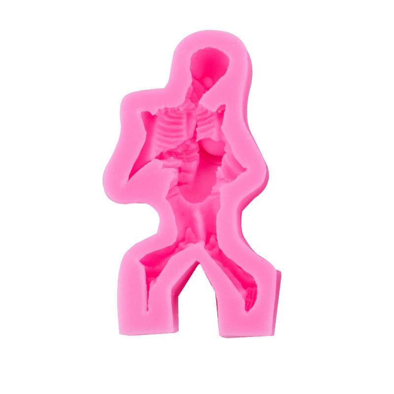 Halloween Skeleton Man Silicone Mold Fondant Cake Decoration Mold Sugar Gum Paste Tool 3D Chocolate Mould