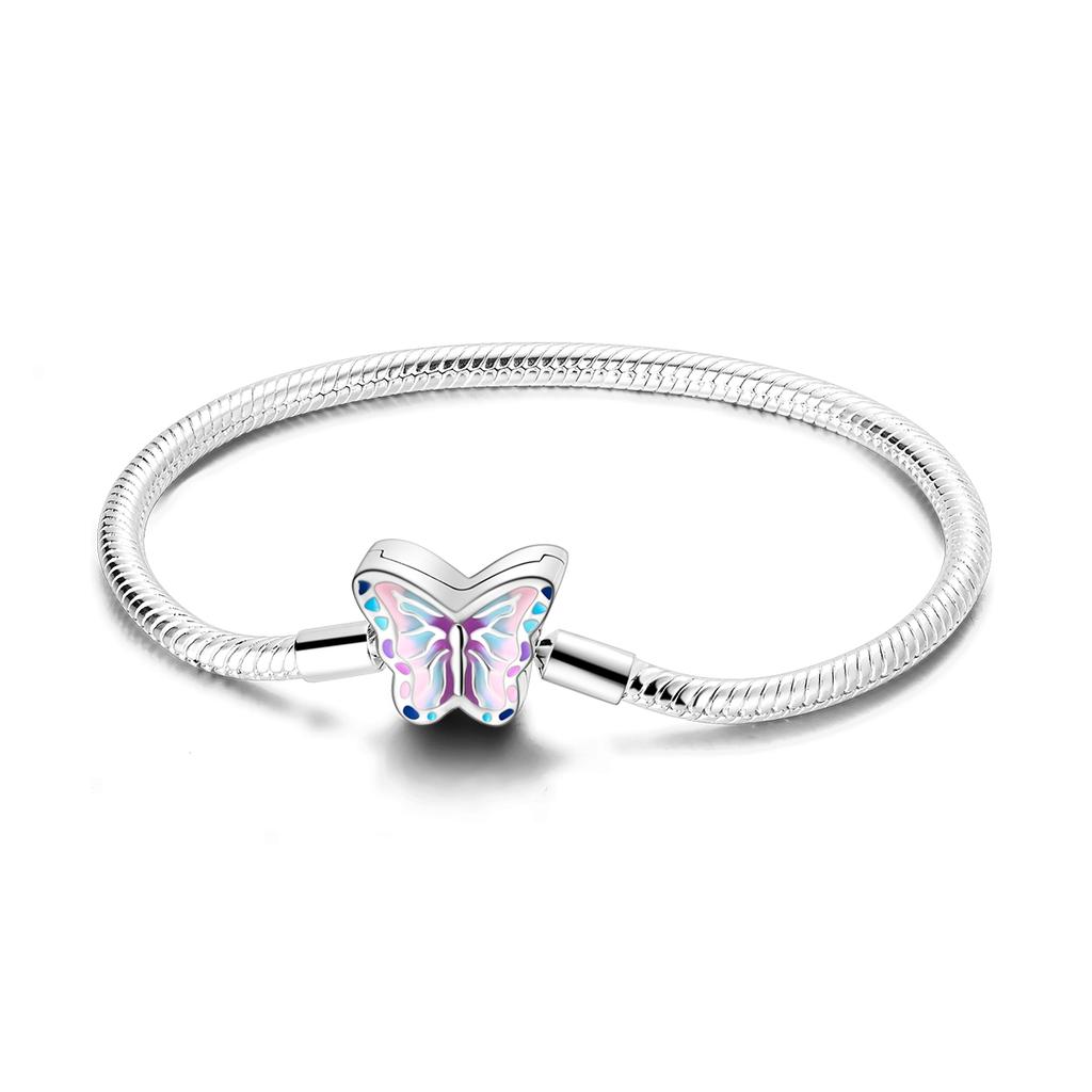 S925 Sterling Silver Ocean Shell Safety Snake Bone Chain Bracelet Fit Original Charm Beads DIY Women Design Jewelry