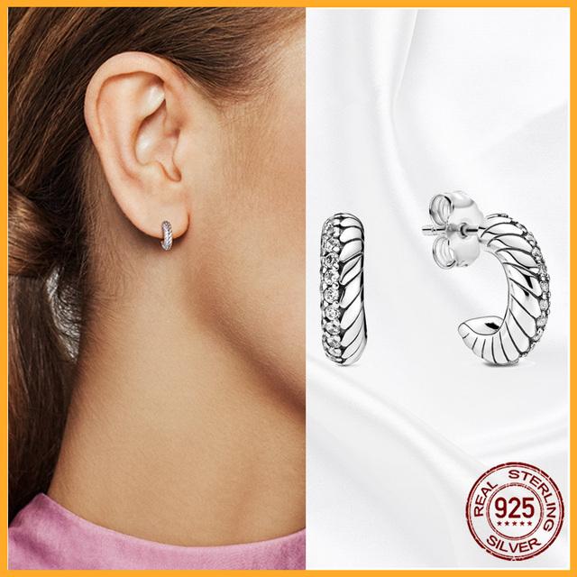 Authentische Plata De Ley-Ohrstecker aus 925er-Sterlingsilber für Damen, originelles funkelndes Pav-Tag-Geschenk