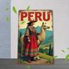 Vintage Peruanische Landschaft mit Lamas Metallposter Wandkunst Dekoration für Wohnzimmer